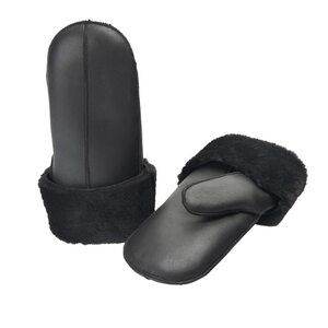 7466 Womens Leather Mittens (black Black, Small)